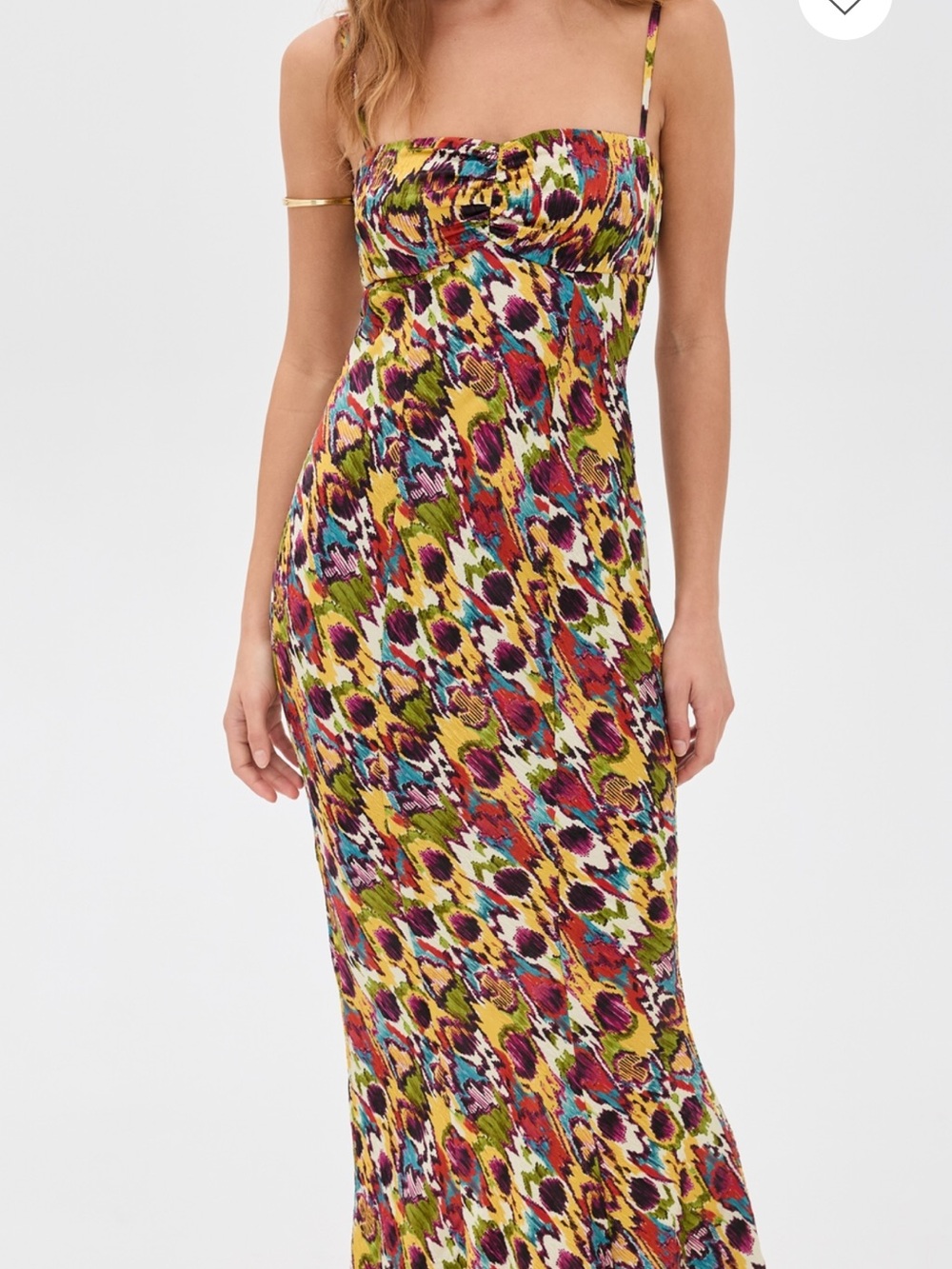 Saloni Renee Long Dress Multicolor Printed Maxi Dress with Spaghetti Straps US 0